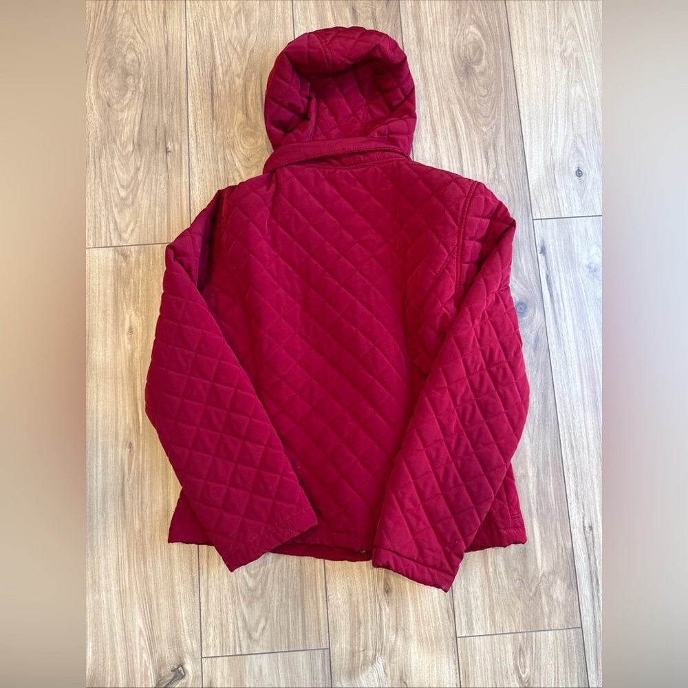 Calvin Klein Women’s Red Quilted  Jacket Size Large Full Zip Removable Hood - Picture 8 of 9